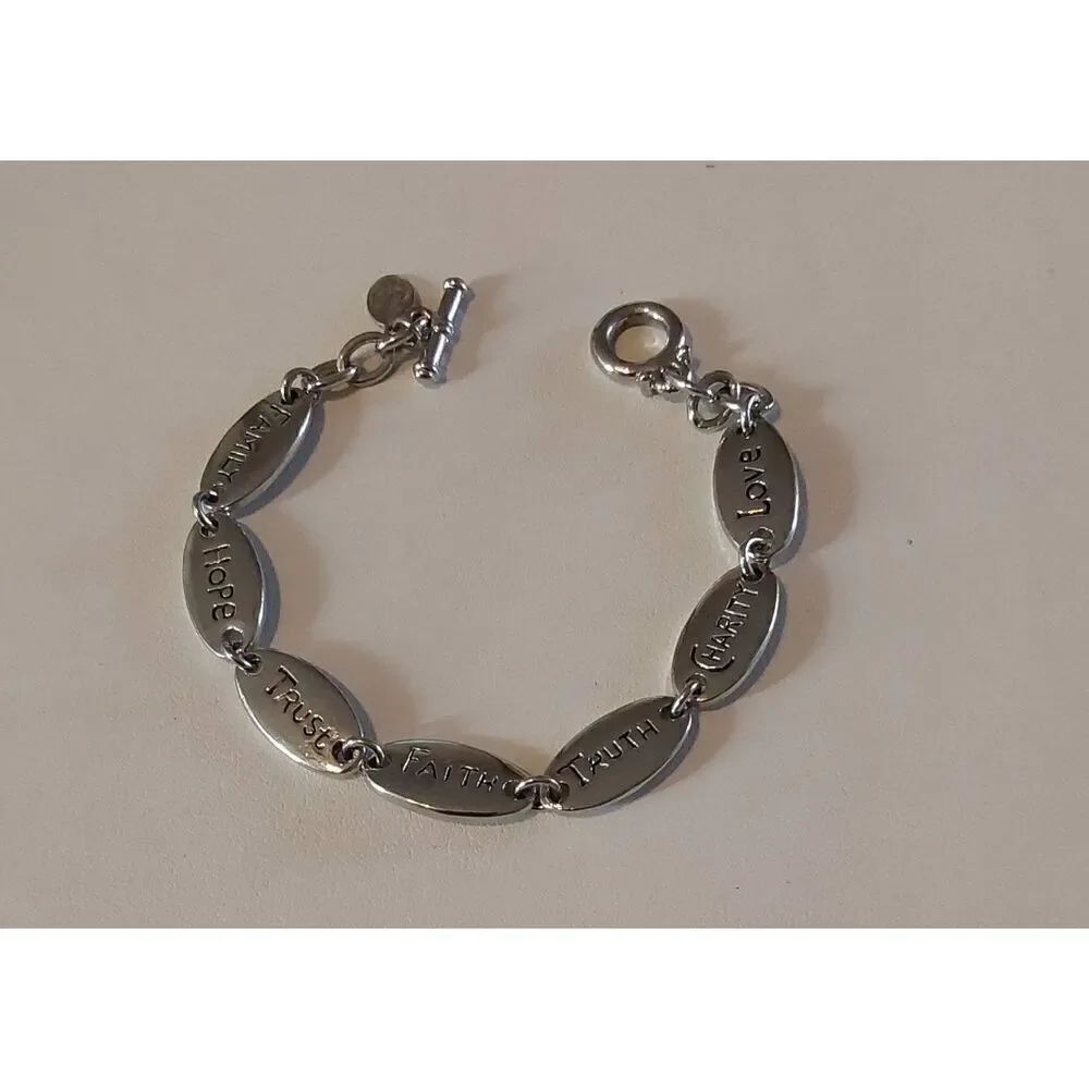 Pretty Premier Designs Silver Inspirational Words Toggle Style Bracelet~kn